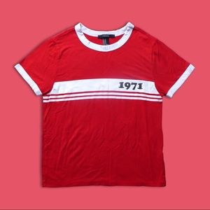 Forever 21 Red and White 1971 Ringer T-Shirt